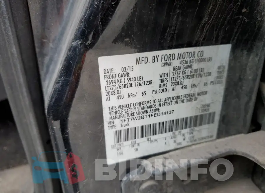 1FT7W2BT1FED14137 Photo# 12