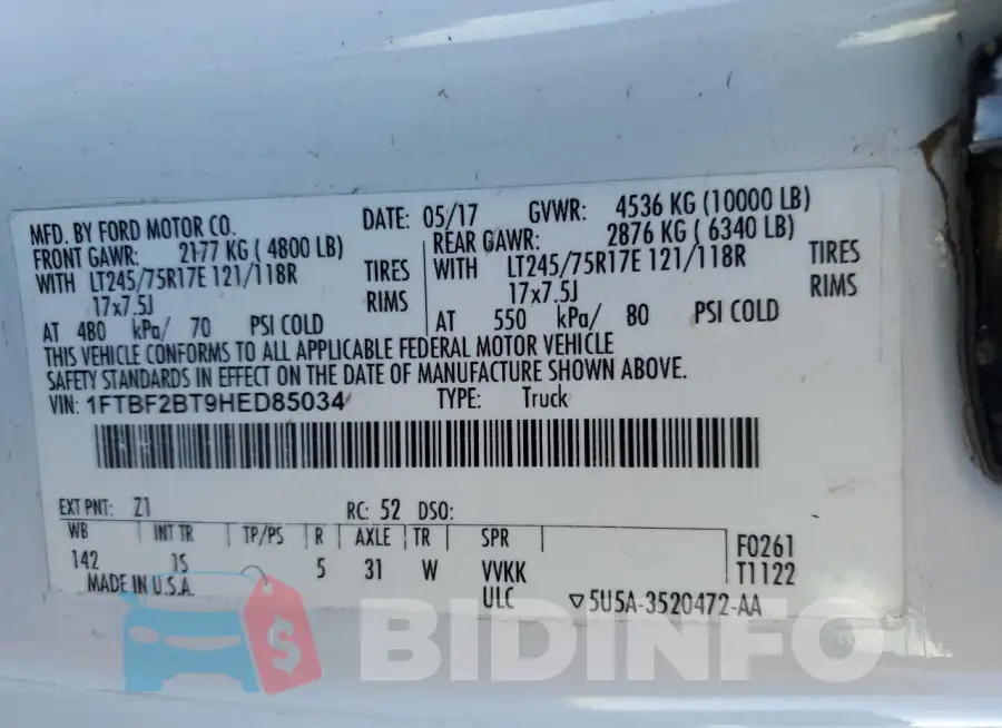 1FTBF2BT9HED85034 Photo# 12