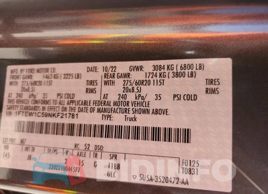 1FTEW1C59NKF21781 Photo# 12