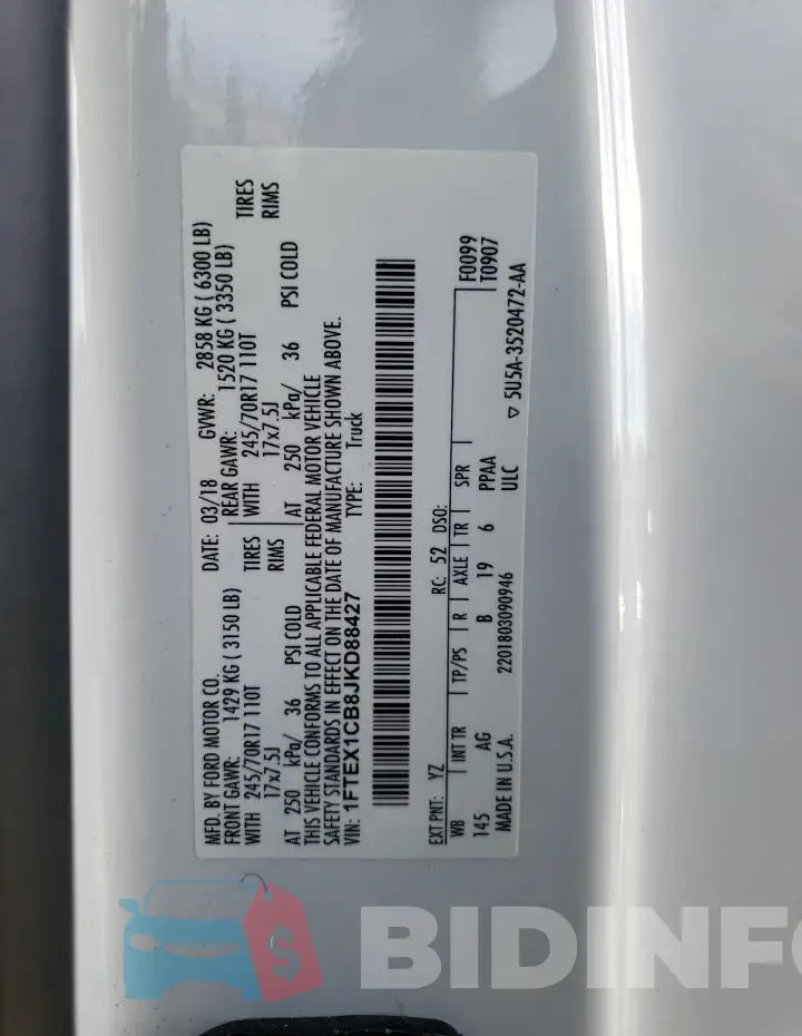 1FTEX1CB8JKD88427 Photo# 12