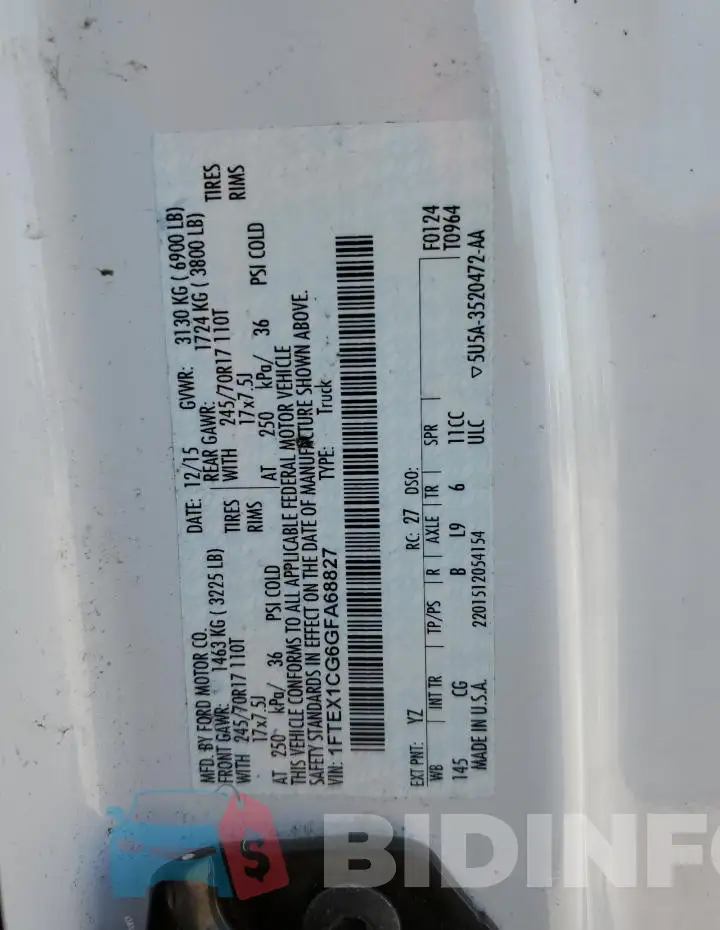 1FTEX1CG6GFA68827 Photo# 13