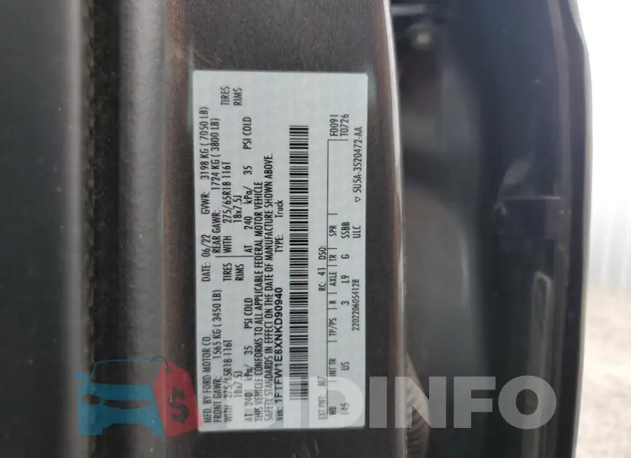 1FTFW1E8XNKD90940 Photo# 11