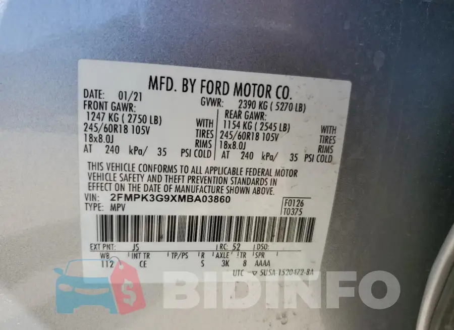 2FMPK3G9XMBA03860 Photo# 13