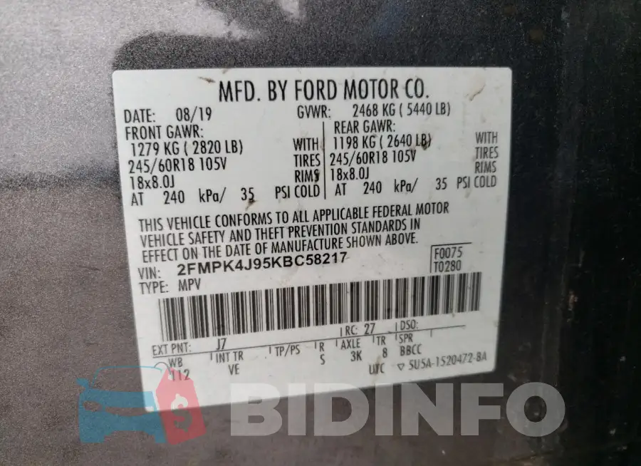 2FMPK4J95KBC58217 Photo# 12