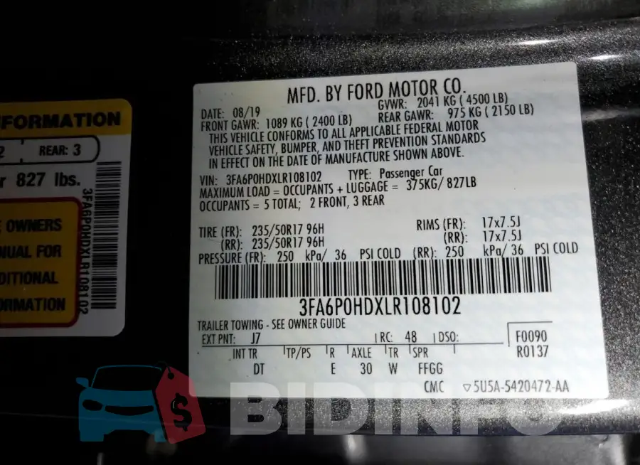 3FA6P0HDXLR108102 Photo# 12
