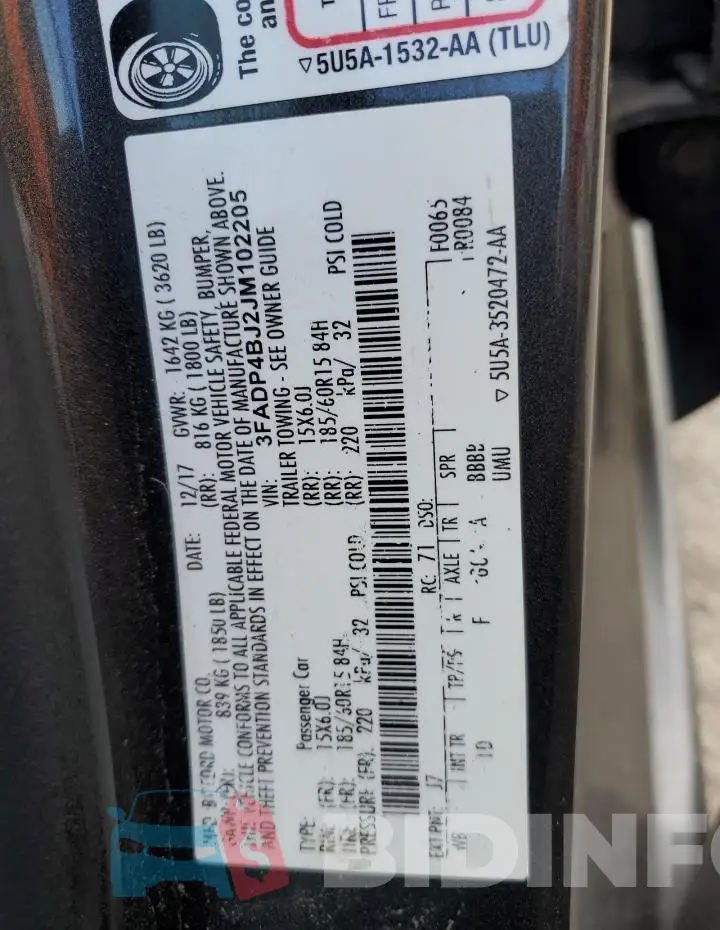3FADP4BJ2JM102205 Photo# 12