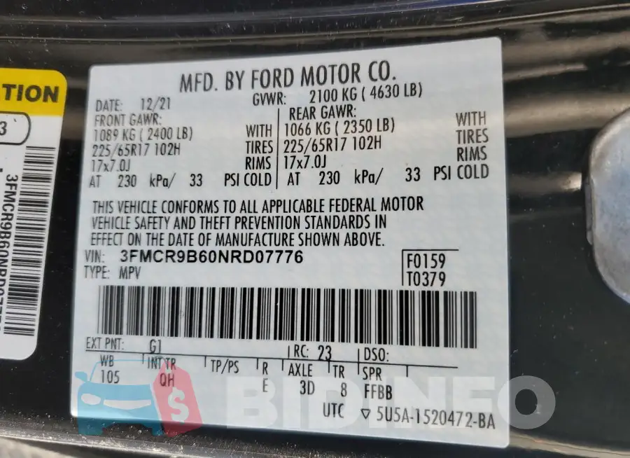 3FMCR9B60NRD07776 Photo# 13