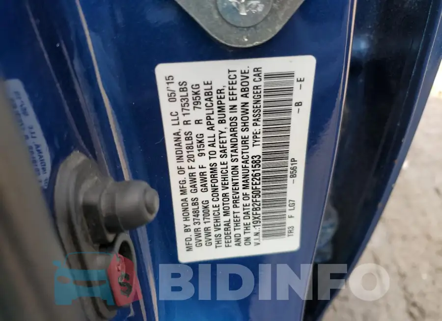 19XFB2F50FE261583 Photo# 12