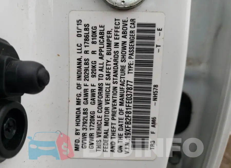 19XFB2F81FE037877 Photo# 12