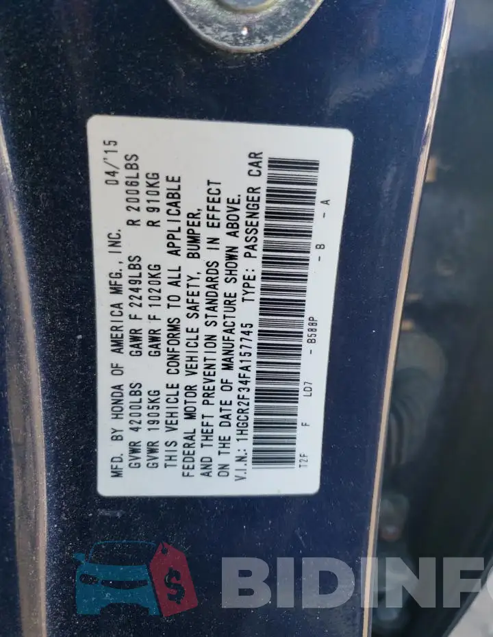 1HGCR2F34FA157745 Photo# 12