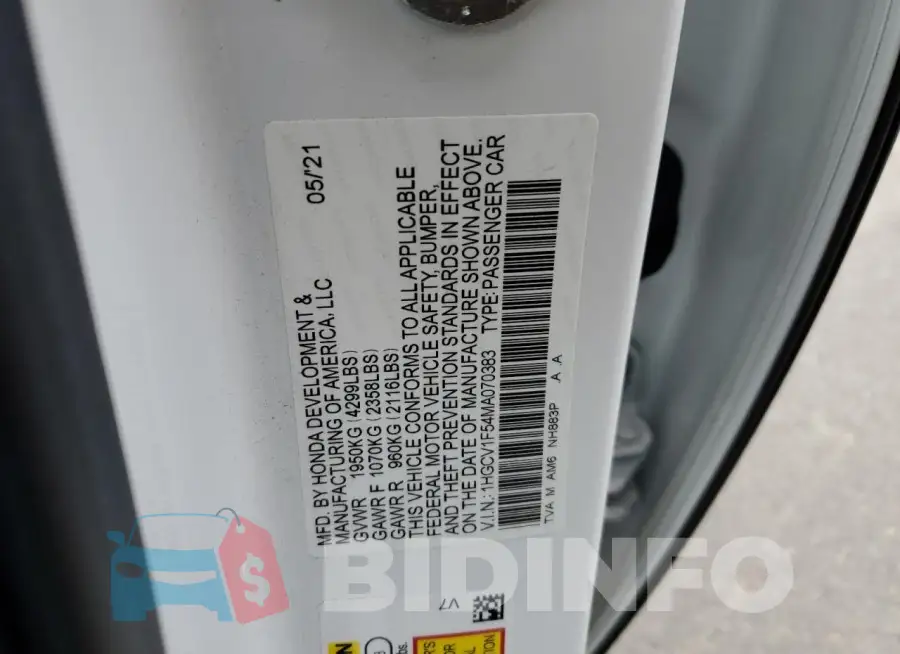 1HGCV1F54MA070383 Photo# 12