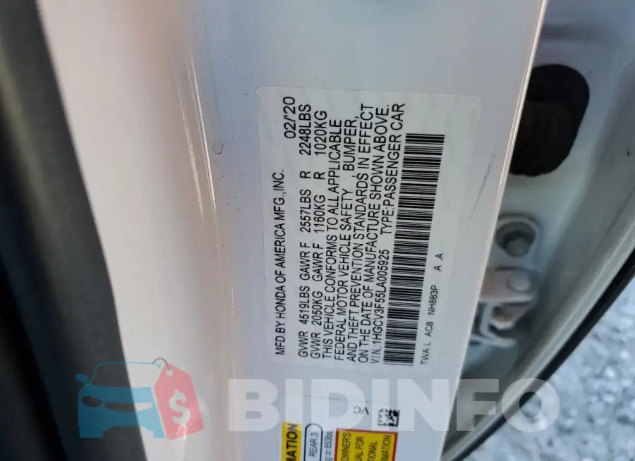 1HGCV3F55LA005925 Photo# 12