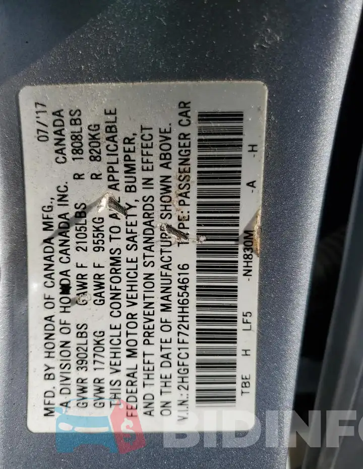 2HGFC1F72HH654616 Photo# 12