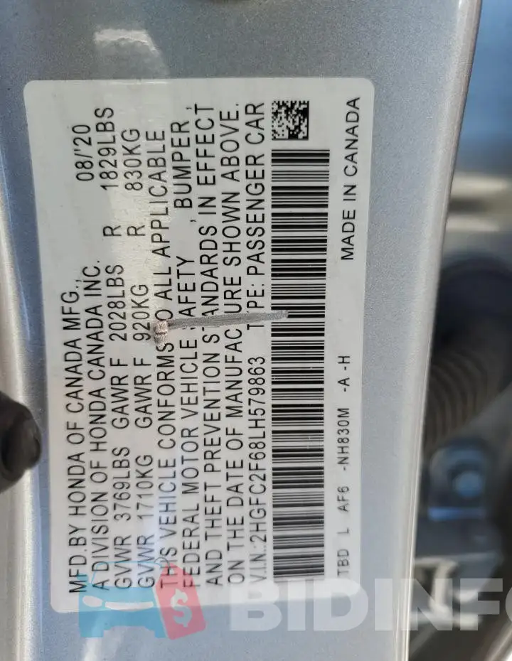 2HGFC2F68LH579863 Photo# 12