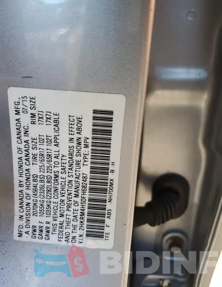 2HKRM4H50FH682487 Photo# 12