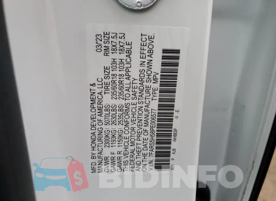 7FARS5H58PE006577 Photo# 14