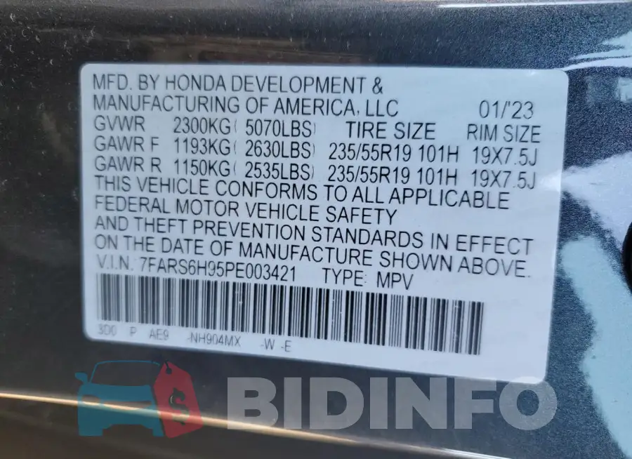 7FARS6H95PE003421 Photo# 12