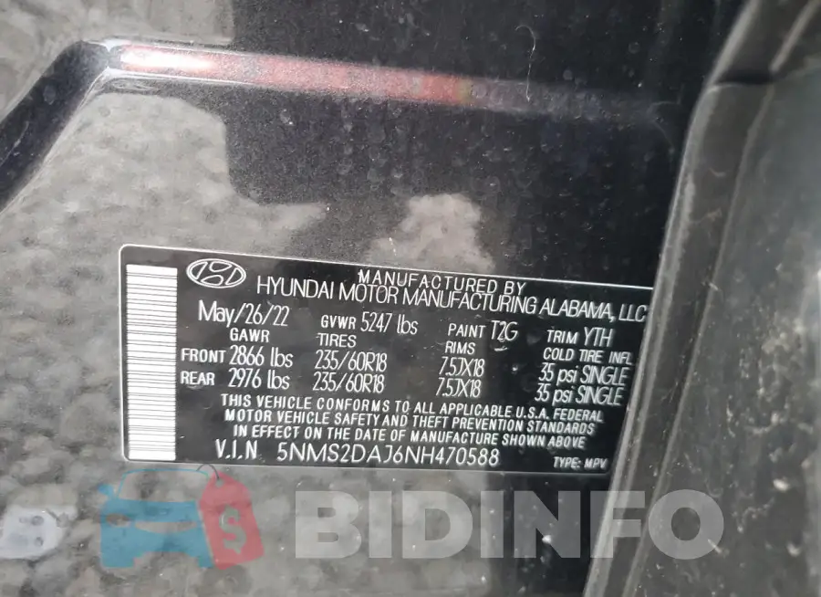 5NMS2DAJ6NH470588 Photo# 14