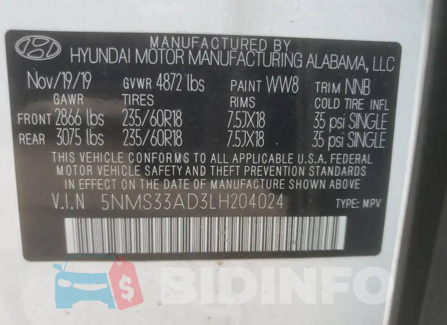 5NMS33AD3LH204024 Photo# 14