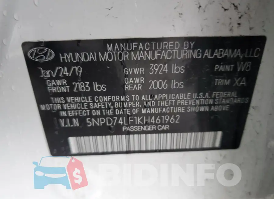 5NPD74LF1KH461962 Photo# 12