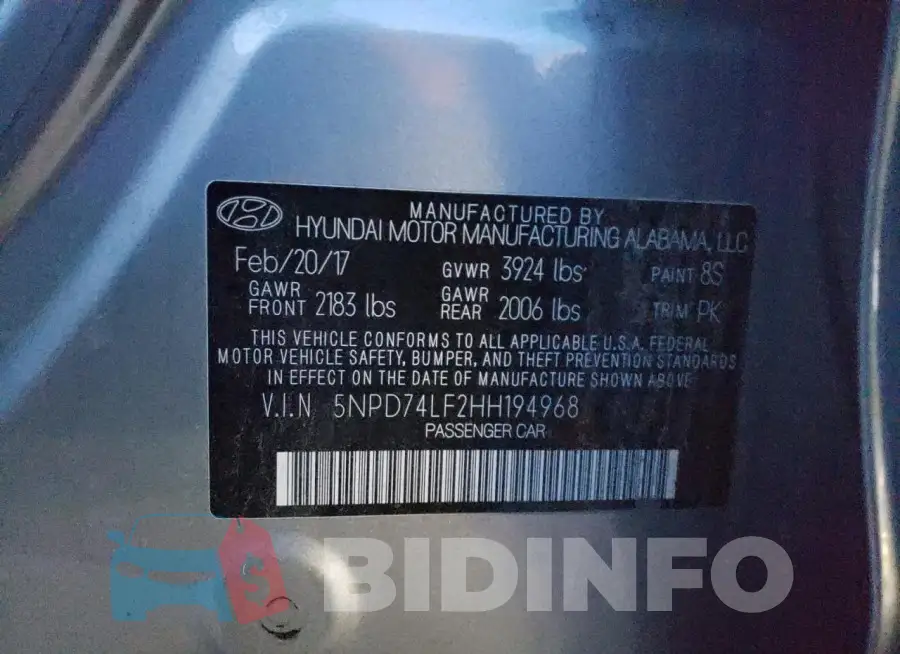 5NPD74LF2HH194968 Photo# 12