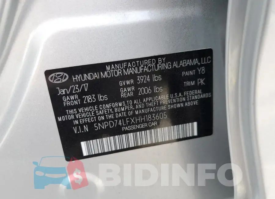 5NPD74LFXHH183605 Photo# 13