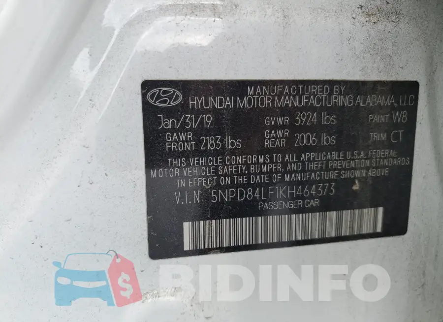 5NPD84LF1KH464373 Photo# 12