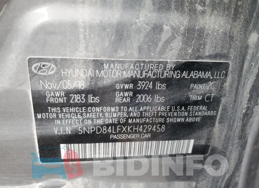 5NPD84LFXKH429458 Photo# 12