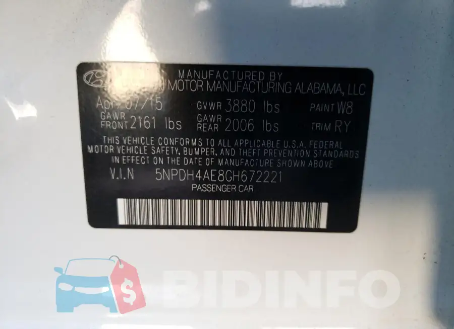 5NPDH4AE8GH672221 Photo# 12