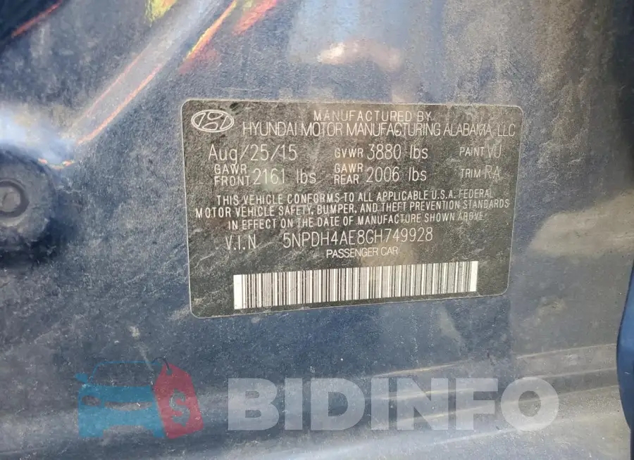 5NPDH4AE8GH749928 Photo# 12