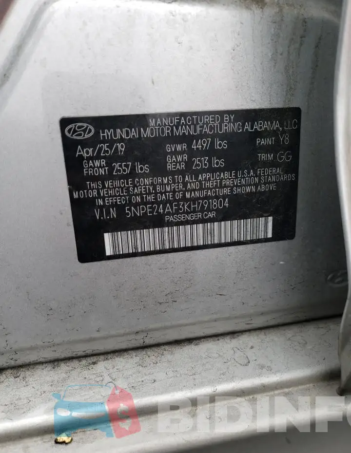 5NPE24AF3KH791804 Photo# 12