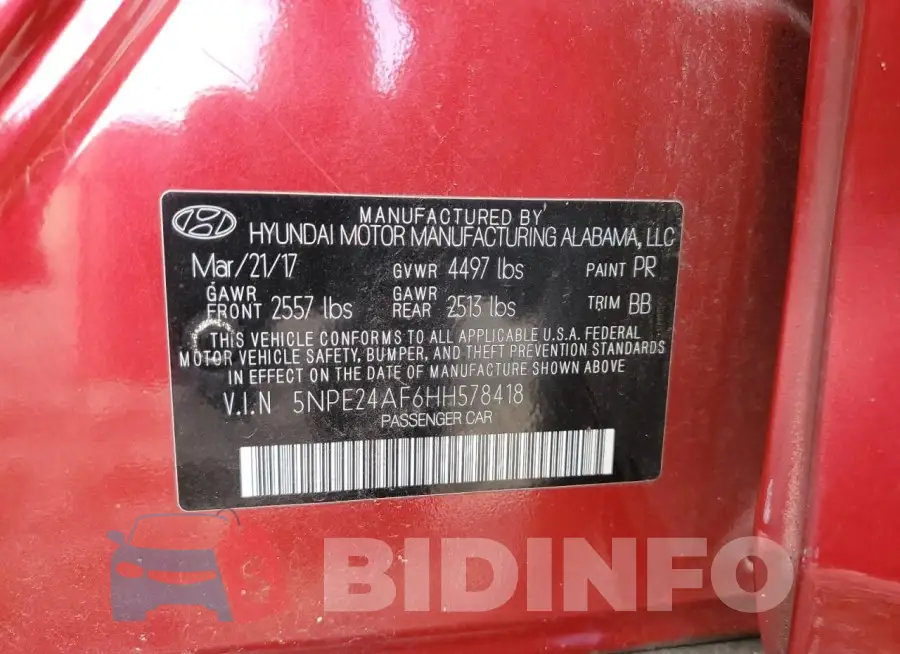 5NPE24AF6HH578418 Photo# 13