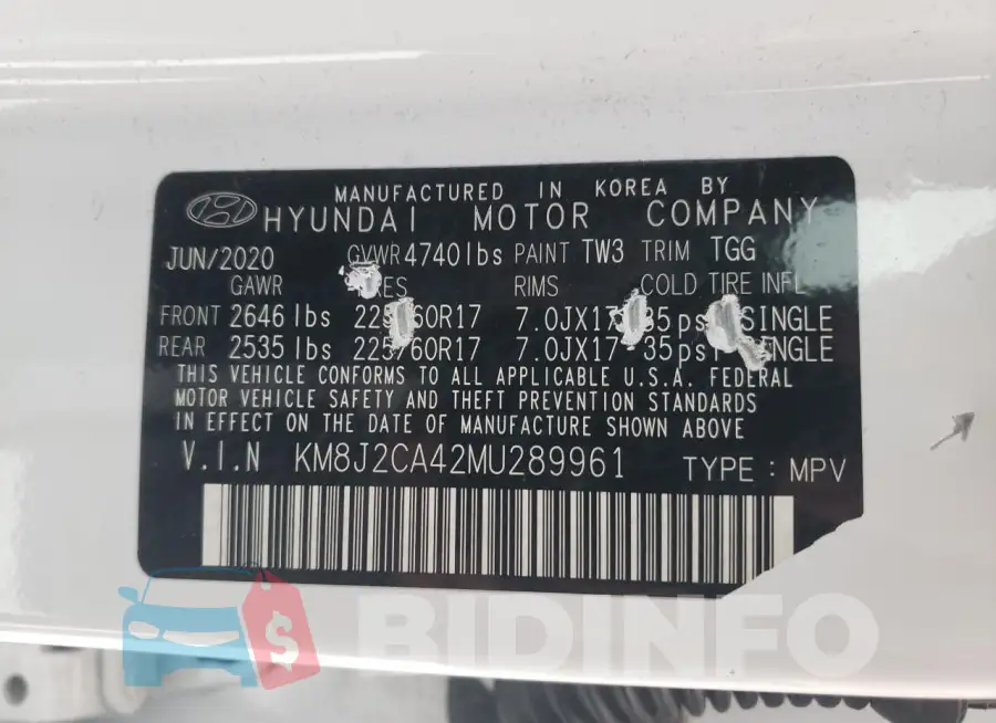 KM8J2CA42MU289961 Photo# 13