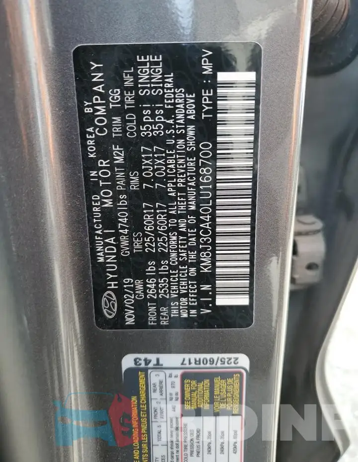KM8J3CA40LU168700 Photo# 13