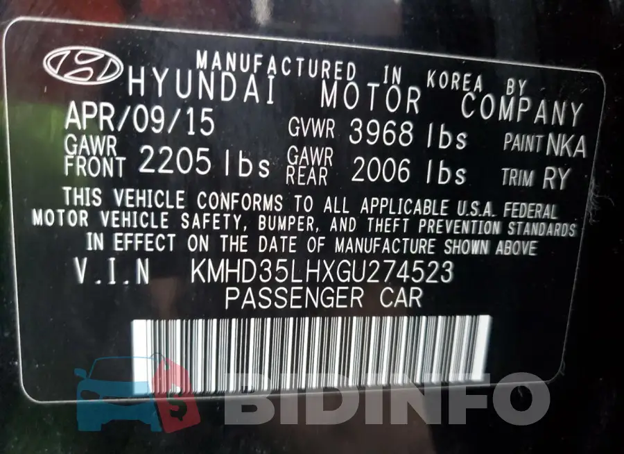 KMHD35LHXGU274523 Photo# 12