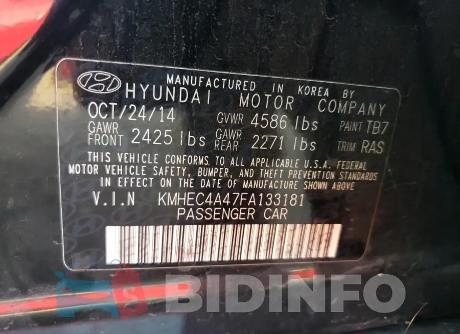 KMHEC4A47FA133181 Photo# 12