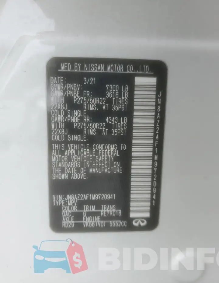 JN8AZ2AF1M9720941 Photo# 13