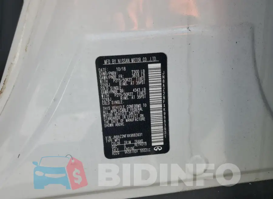 JN8AZ2NFXK9683931 Photo# 14