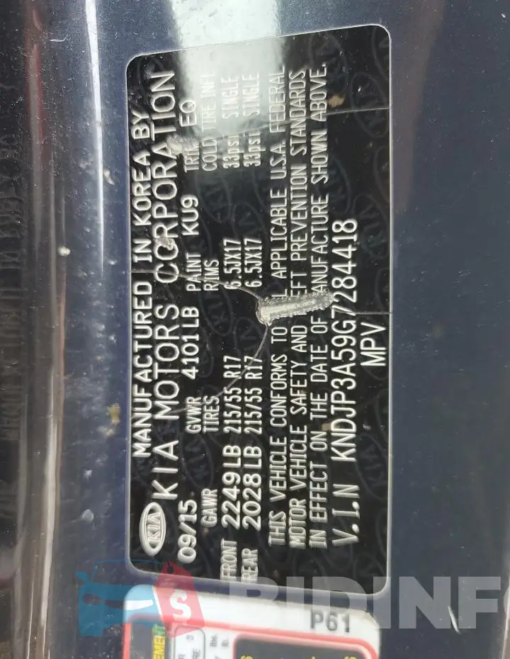 KNDJP3A59G7284418 Photo# 12
