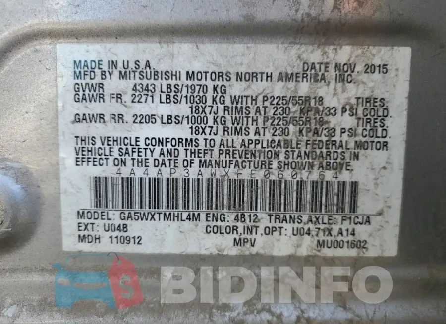 4A4AP3AWXFE060764 Photo# 13