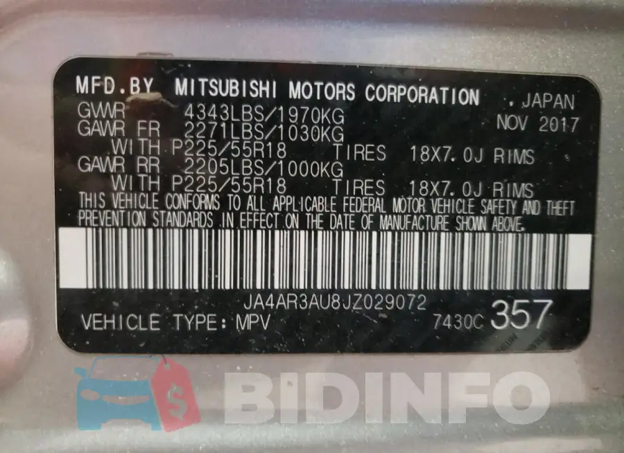 JA4AR3AU8JZ029072 Photo# 14