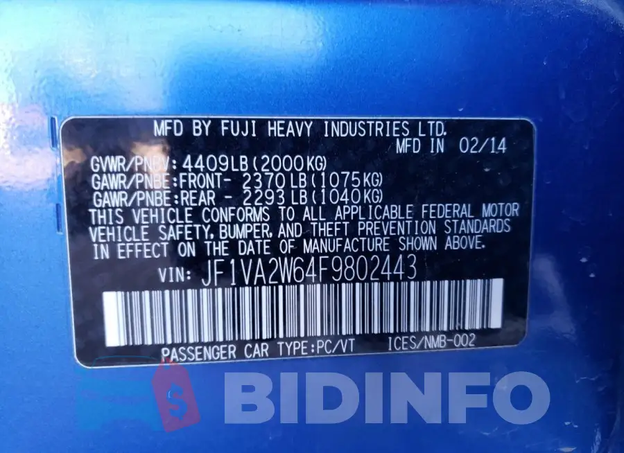JF1VA2W64F9802443 Photo# 13