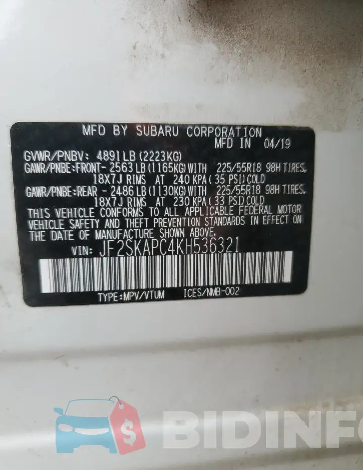 JF2SKAPC4KH536321 Photo# 12