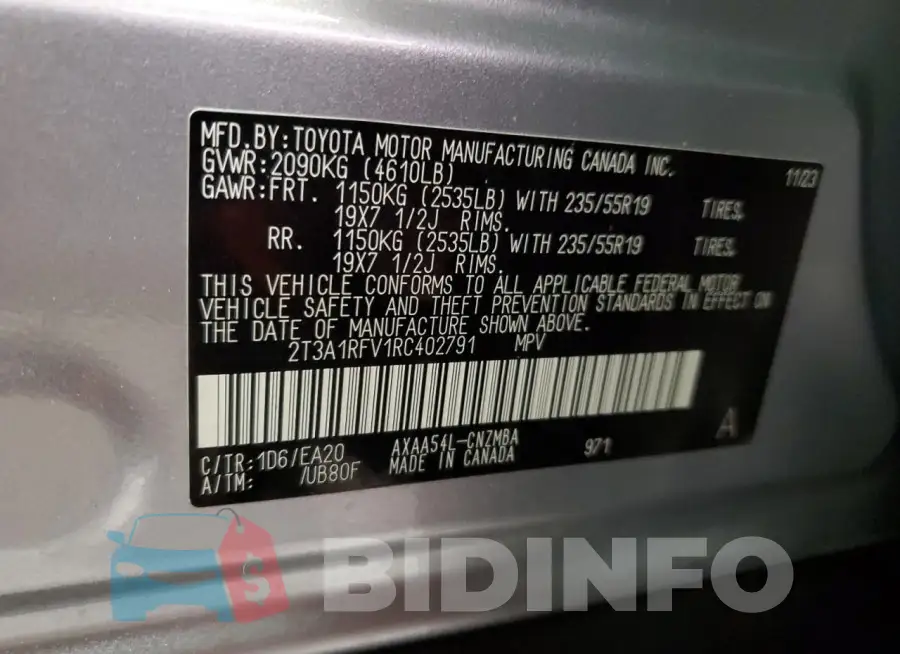 2T3A1RFV1RC402791 Photo# 13