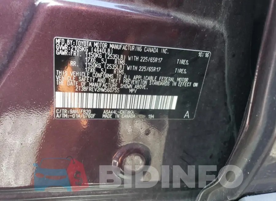 2T3BFREV2HW560755 Photo# 13