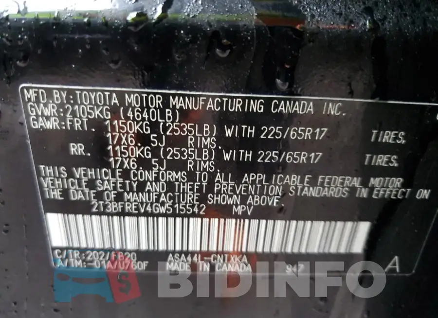 2T3BFREV4GW515542 Photo# 13