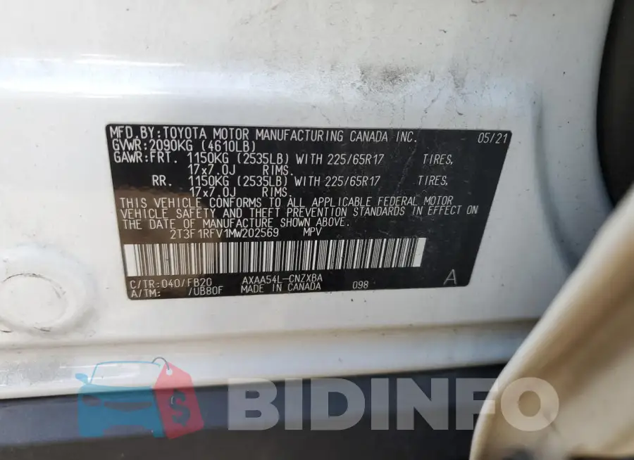 2T3F1RFV1MW202569 Photo# 13