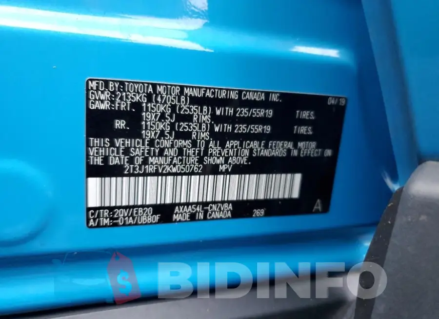 2T3J1RFV2KW050762 Photo# 12