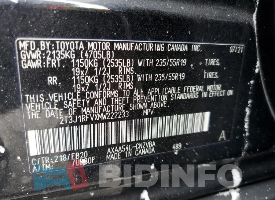2T3J1RFVXMW222233 Photo# 12