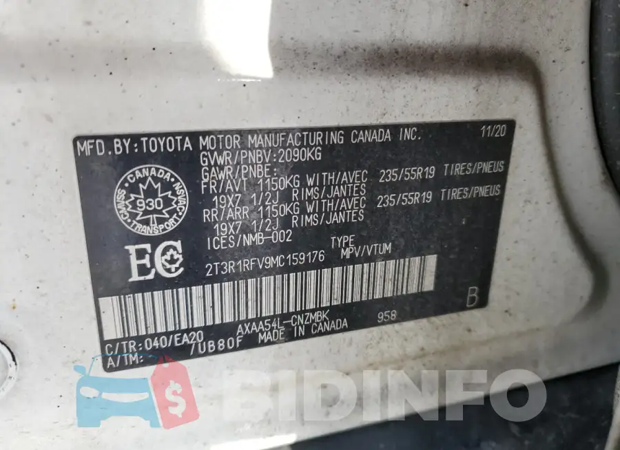2T3R1RFV9MC159176 Photo# 13